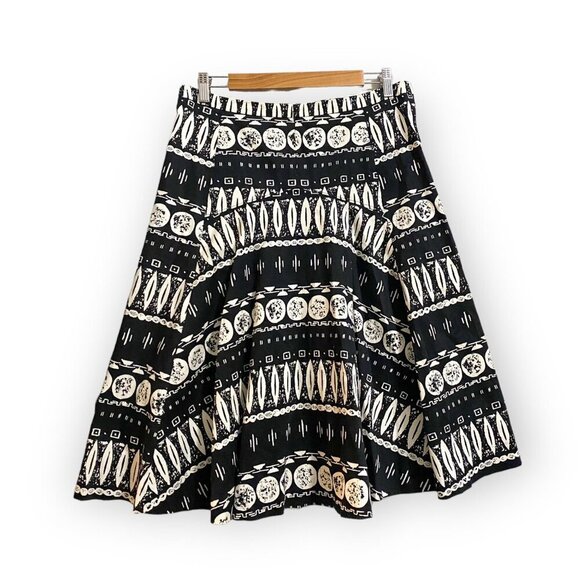 Veronica Beard Woodblock Print Midi Skirt, Black/white, Size 10 - Picture 4 of 14